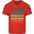 71st Birthday 71 Year Old Mens V-Neck Cotton T-Shirt Red