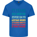 71st Birthday 71 Year Old Mens V-Neck Cotton T-Shirt Royal Blue