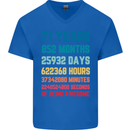 71st Birthday 71 Year Old Mens V-Neck Cotton T-Shirt Royal Blue
