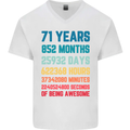 71st Birthday 71 Year Old Mens V-Neck Cotton T-Shirt White
