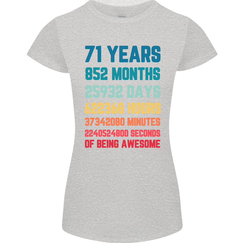 71st Birthday 71 Year Old Womens Petite Cut T-Shirt Sports Grey