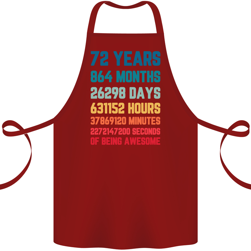 72nd Birthday 72 Year Old Cotton Apron 100% Organic Maroon