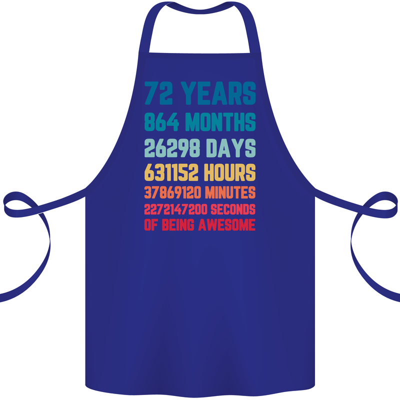 72nd Birthday 72 Year Old Cotton Apron 100% Organic Royal Blue