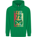 72nd Birthday 72 Year Old Level Up Gamming Mens 80% Cotton Hoodie Irish Green