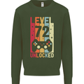 72nd Birthday 72 Year Old Level Up Gamming Mens Sweatshirt Jumper Forest Green