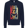 72nd Birthday 72 Year Old Level Up Gamming Mens Sweatshirt Jumper Navy Blue