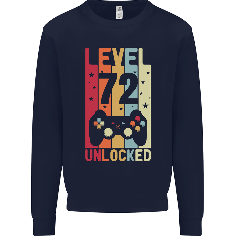 72nd Birthday 72 Year Old Level Up Gamming Mens Sweatshirt Jumper Navy Blue