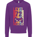 72nd Birthday 72 Year Old Level Up Gamming Mens Sweatshirt Jumper Purple