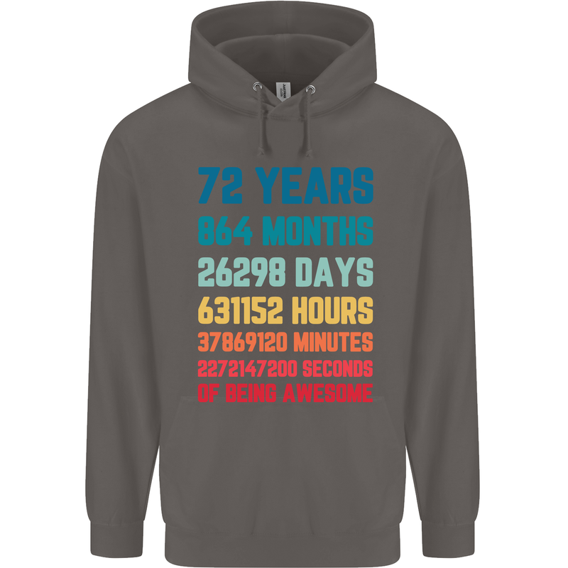 72nd Birthday 72 Year Old Mens 80% Cotton Hoodie Charcoal