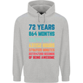 72nd Birthday 72 Year Old Mens 80% Cotton Hoodie Sports Grey