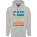 72nd Birthday 72 Year Old Mens 80% Cotton Hoodie Sports Grey