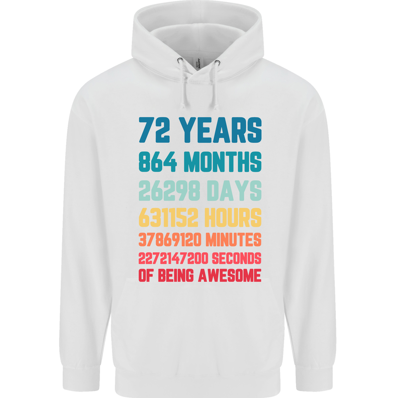 72nd Birthday 72 Year Old Mens 80% Cotton Hoodie White