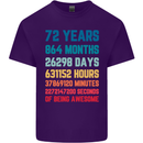 72nd Birthday 72 Year Old Mens Cotton T-Shirt Tee Top Purple