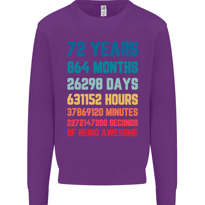 72nd Birthday 72 Year Old Mens Sweatshirt Jumper Purple
