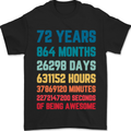 72nd Birthday 72 Year Old Mens T-Shirt 100% Cotton Black