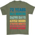 72nd Birthday 72 Year Old Mens T-Shirt 100% Cotton Military Green