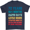 72nd Birthday 72 Year Old Mens T-Shirt 100% Cotton Navy Blue