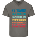 72nd Birthday 72 Year Old Mens V-Neck Cotton T-Shirt Charcoal