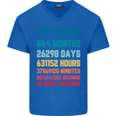 72nd Birthday 72 Year Old Mens V-Neck Cotton T-Shirt Royal Blue
