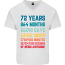 72nd Birthday 72 Year Old Mens V-Neck Cotton T-Shirt White