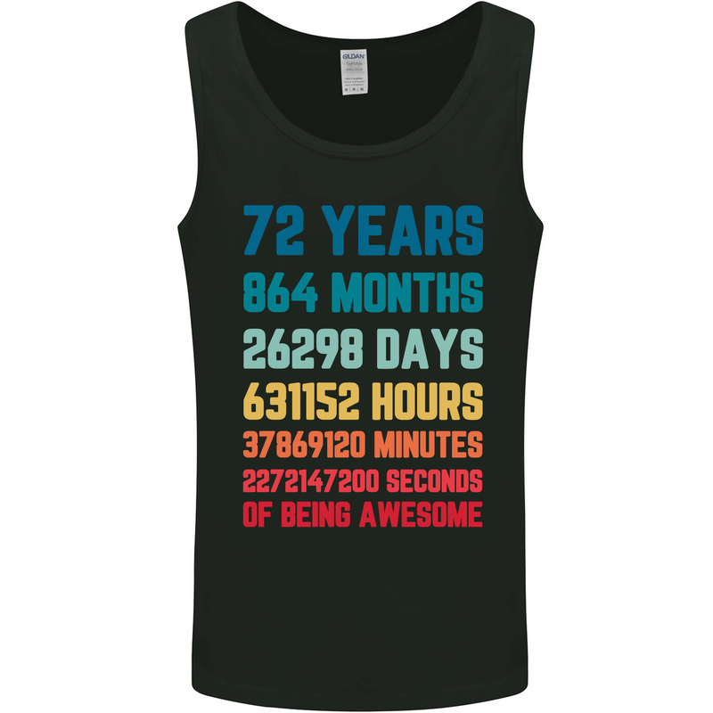 72nd Birthday 72 Year Old Mens Vest Tank Top Black