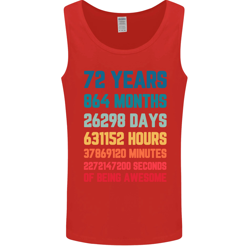 72nd Birthday 72 Year Old Mens Vest Tank Top Red
