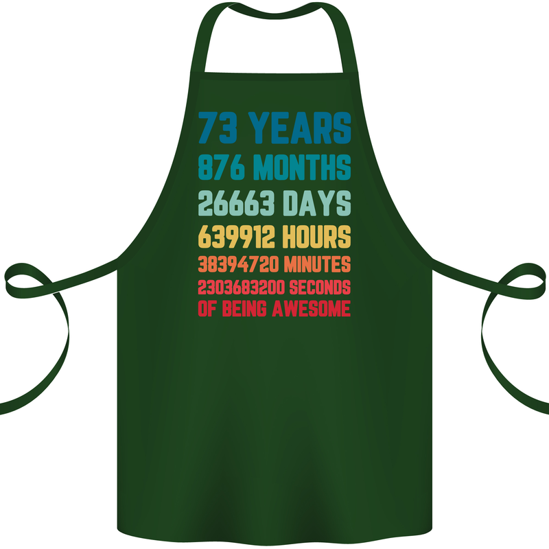 73rd Birthday 73 Year Old Cotton Apron 100% Organic Forest Green