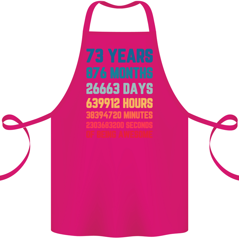 73rd Birthday 73 Year Old Cotton Apron 100% Organic Pink