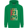 73rd Birthday 73 Year Old Level Up Gamming Mens 80% Cotton Hoodie Irish Green