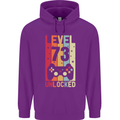 73rd Birthday 73 Year Old Level Up Gamming Mens 80% Cotton Hoodie Purple