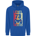 73rd Birthday 73 Year Old Level Up Gamming Mens 80% Cotton Hoodie Royal Blue