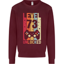 73rd Birthday 73 Year Old Level Up Gamming Mens Sweatshirt Jumper Maroon