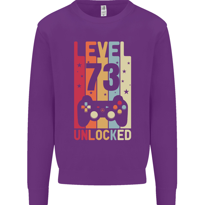 73rd Birthday 73 Year Old Level Up Gamming Mens Sweatshirt Jumper Purple