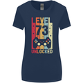 73rd Birthday 73 Year Old Level Up Gamming Womens Wider Cut T-Shirt Navy Blue