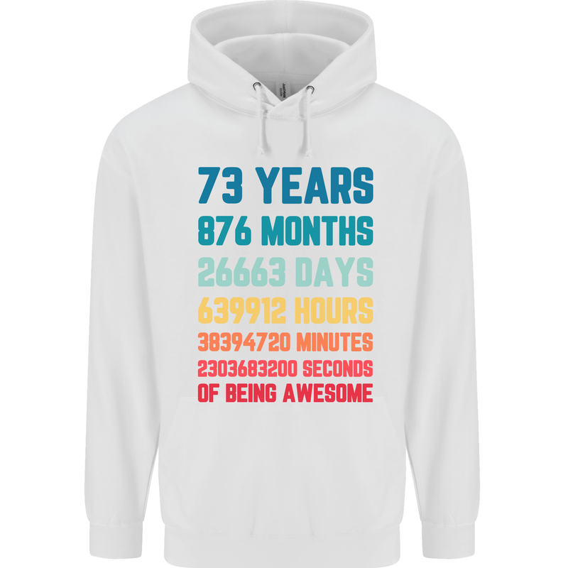 73rd Birthday 73 Year Old Mens 80% Cotton Hoodie White
