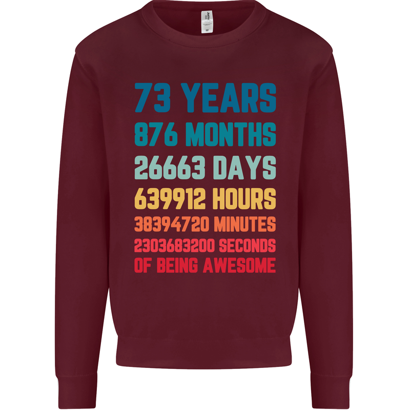 73rd Birthday 73 Year Old Mens Sweatshirt Jumper Maroon