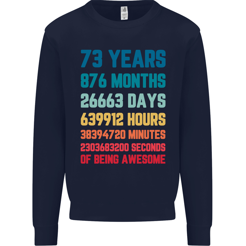 73rd Birthday 73 Year Old Mens Sweatshirt Jumper Navy Blue