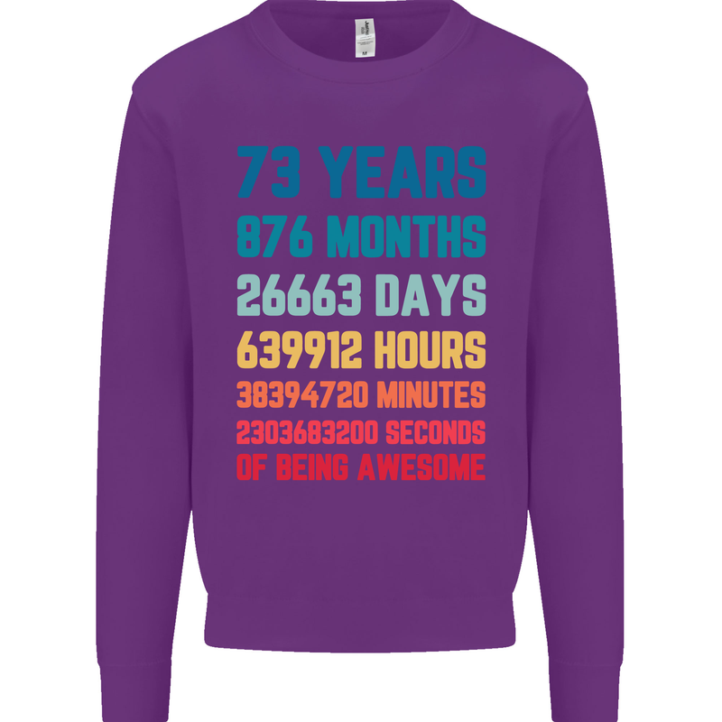 73rd Birthday 73 Year Old Mens Sweatshirt Jumper Purple