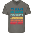 73rd Birthday 73 Year Old Mens V-Neck Cotton T-Shirt Charcoal