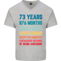 73rd Birthday 73 Year Old Mens V-Neck Cotton T-Shirt Sports Grey