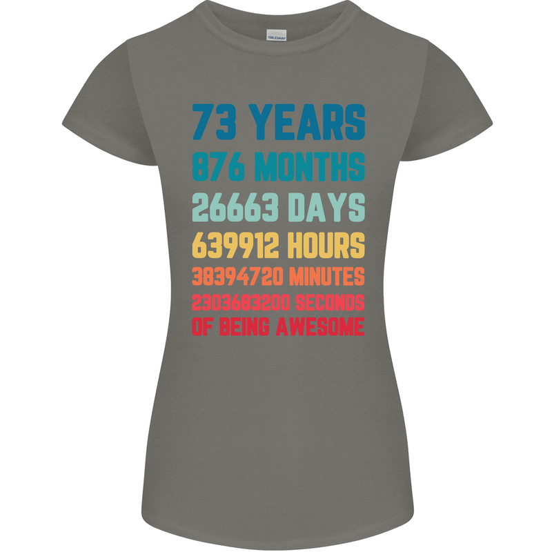 73rd Birthday 73 Year Old Womens Petite Cut T-Shirt Charcoal
