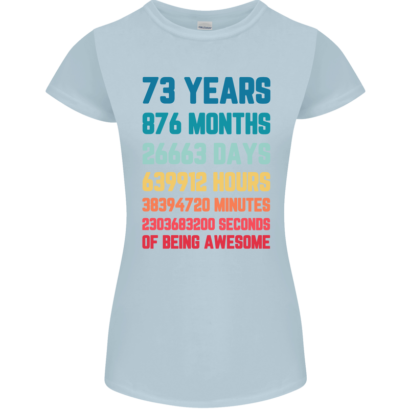 73rd Birthday 73 Year Old Womens Petite Cut T-Shirt Light Blue