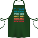 74th Birthday 74 Year Old Cotton Apron 100% Organic Forest Green