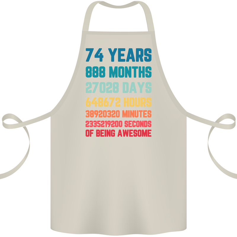 74th Birthday 74 Year Old Cotton Apron 100% Organic Natural