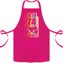 74th Birthday 74 Year Old Level Up Gamming Cotton Apron 100% Organic Pink