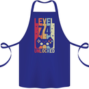 74th Birthday 74 Year Old Level Up Gamming Cotton Apron 100% Organic Royal Blue