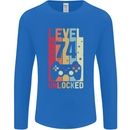 74th Birthday 74 Year Old Level Up Gamming Mens Long Sleeve T-Shirt Royal Blue