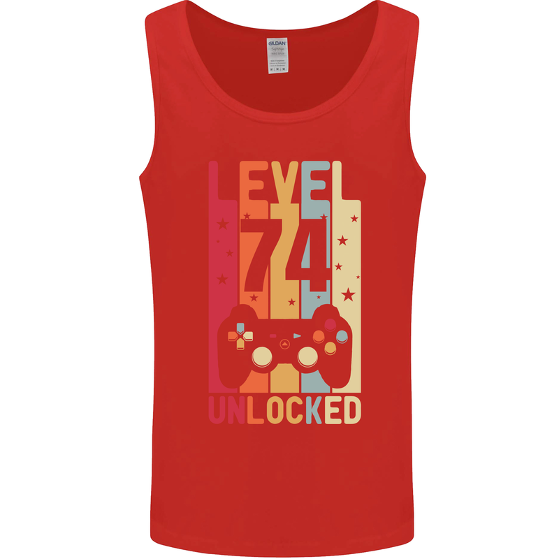 74th Birthday 74 Year Old Level Up Gamming Mens Vest Tank Top Red