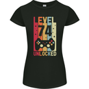 74th Birthday 74 Year Old Level Up Gamming Womens Petite Cut T-Shirt Black