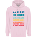 74th Birthday 74 Year Old Mens 80% Cotton Hoodie Light Pink